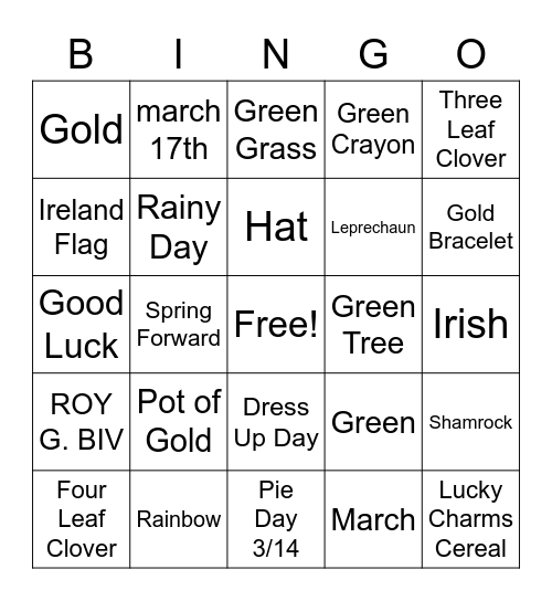 March Bingo Card