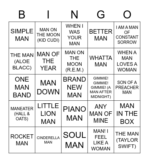 MAN Bingo Card