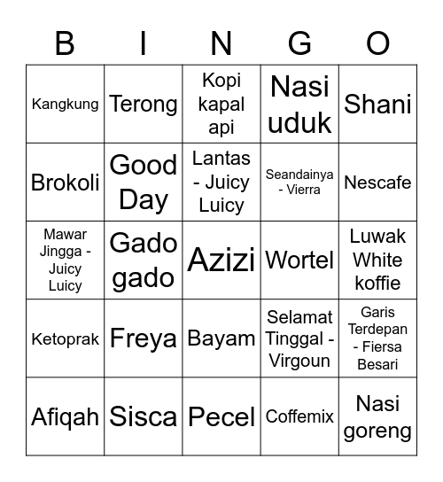 MARK Bingo Card