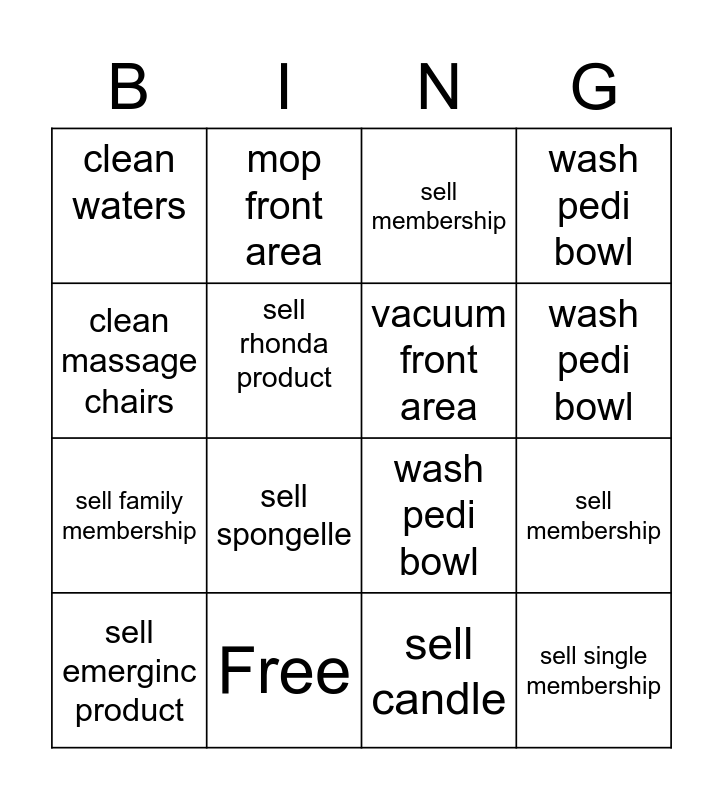 Host Bingo Card