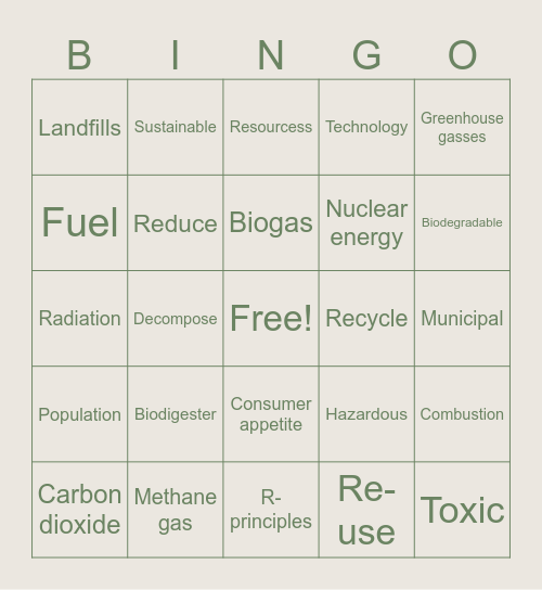 SOLID WASTE DISPOSAL Bingo Card