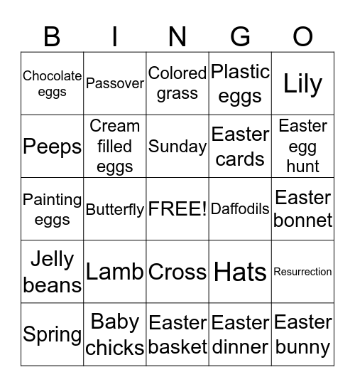 Easter Bingo Card