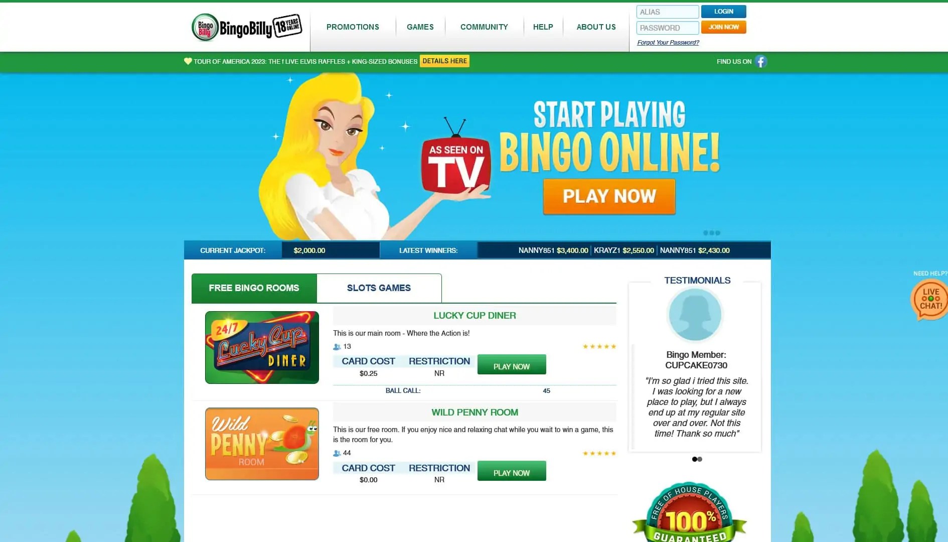 Bingo Billy 500 Bingo Bonus + 30 No Deposit Required