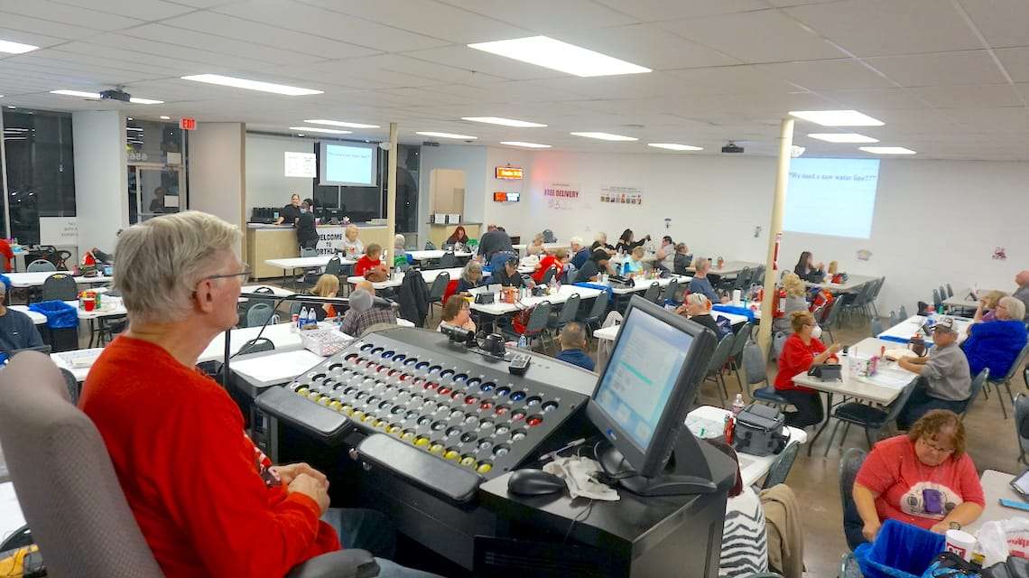 View from Bingo Caller Table Bingo Wednesday Night KC Play Bingo in