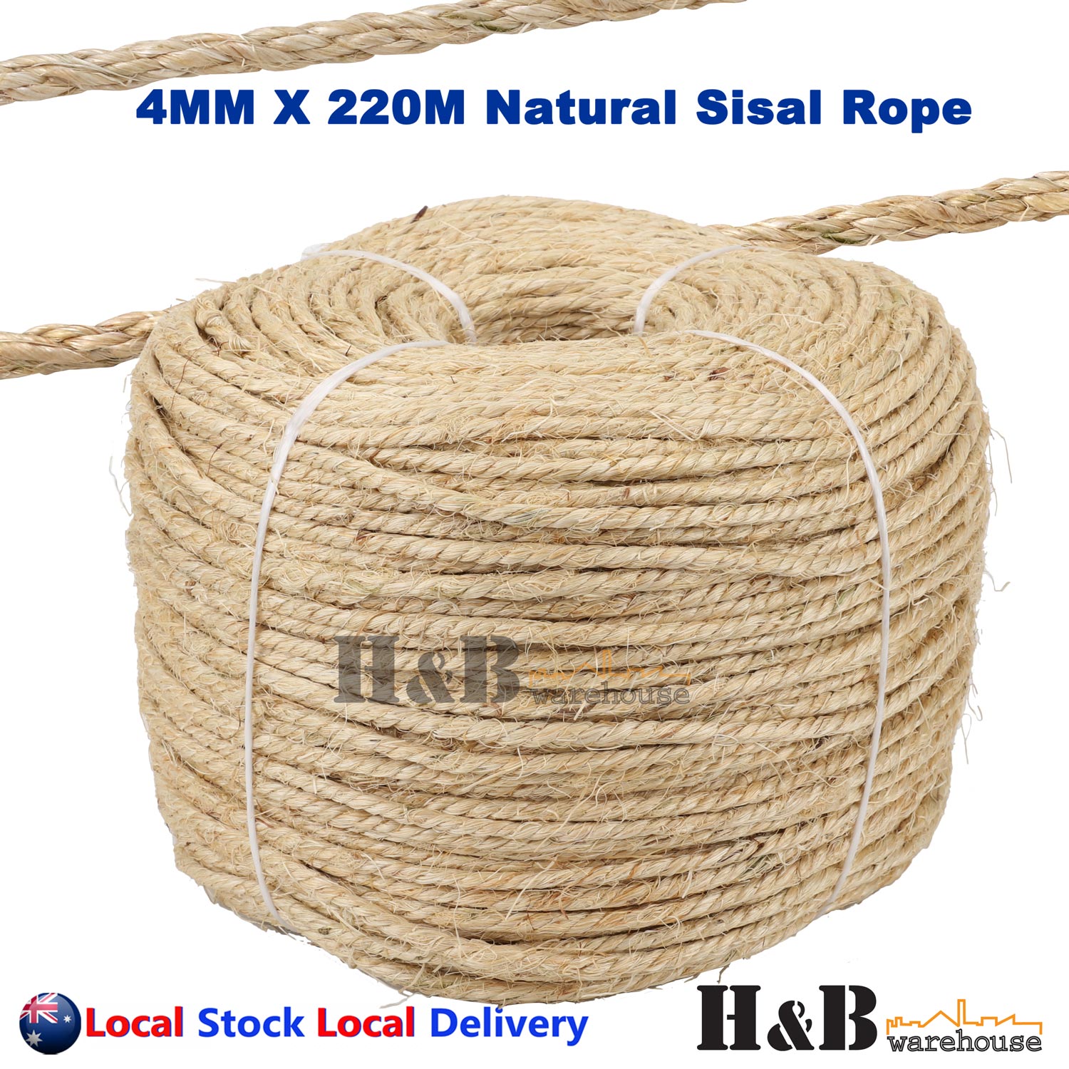 4mm x 220M Sisal Rope Natural Fiber Prime Quality Biodegradable 3