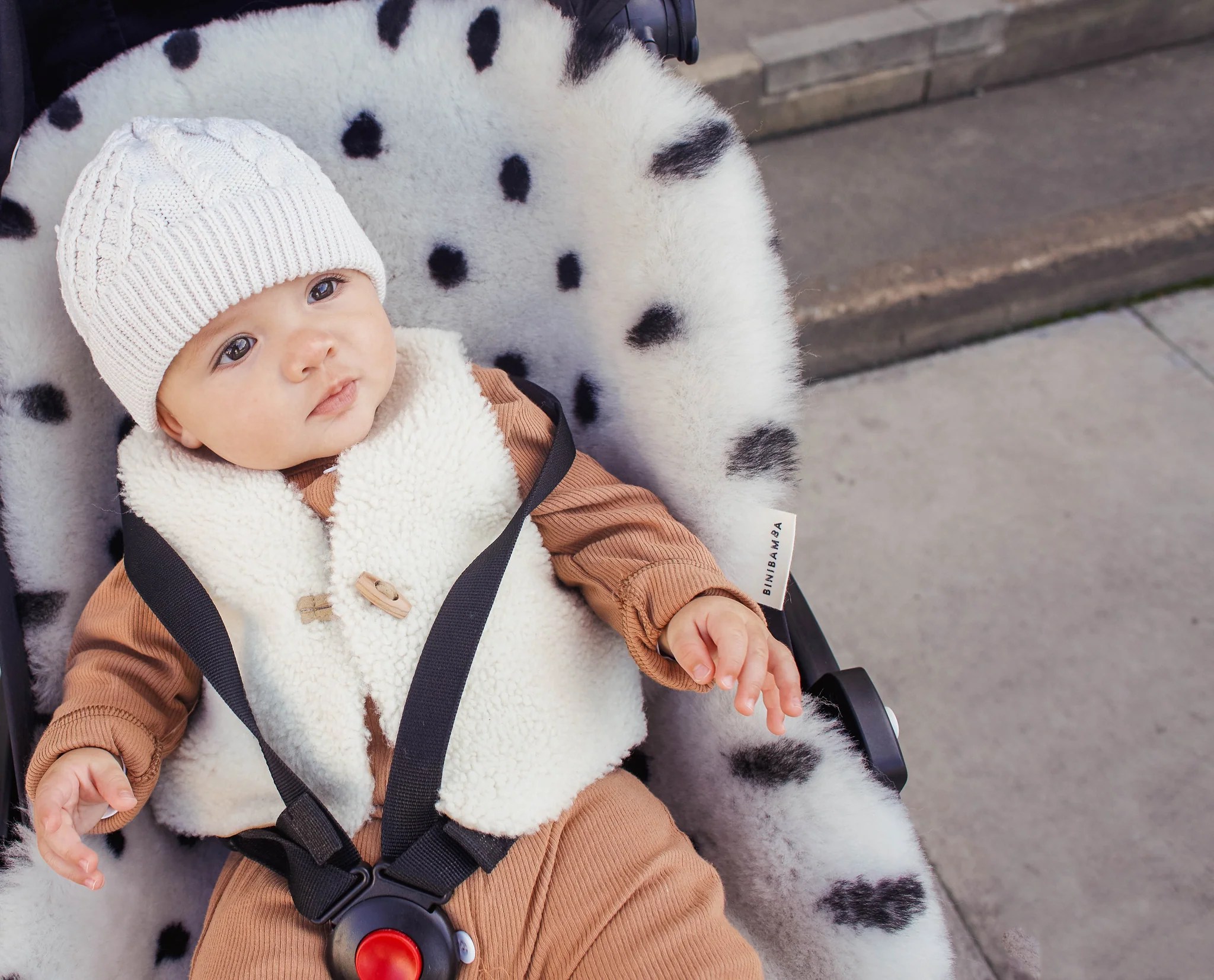 Dalmatian Sheepskin Pram Liner by BINIBAMBA Dalmatian Buggy Liner