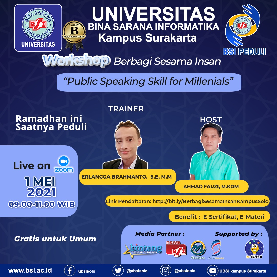 Kampus UBSI Solo Akan Gelar Gratis Public Speaking Bintang
