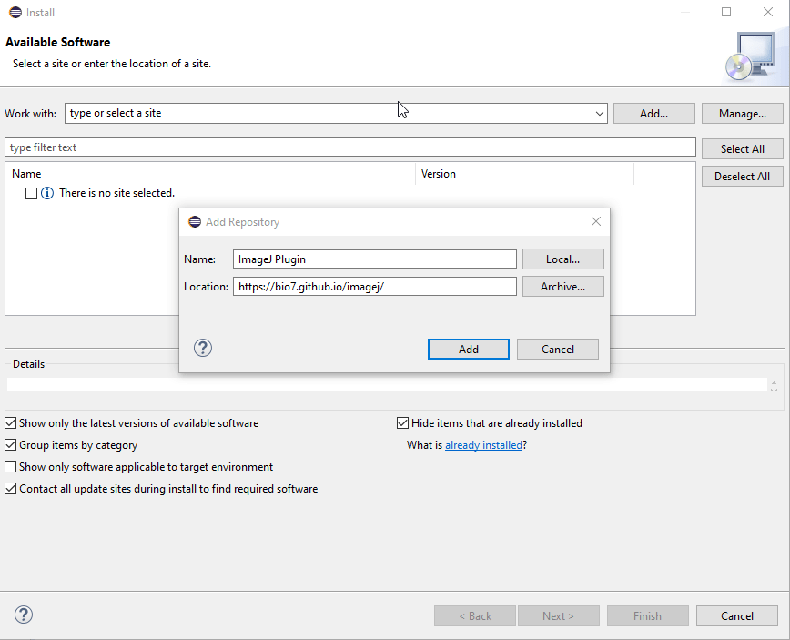 ImageJ Plugin Update Bio7