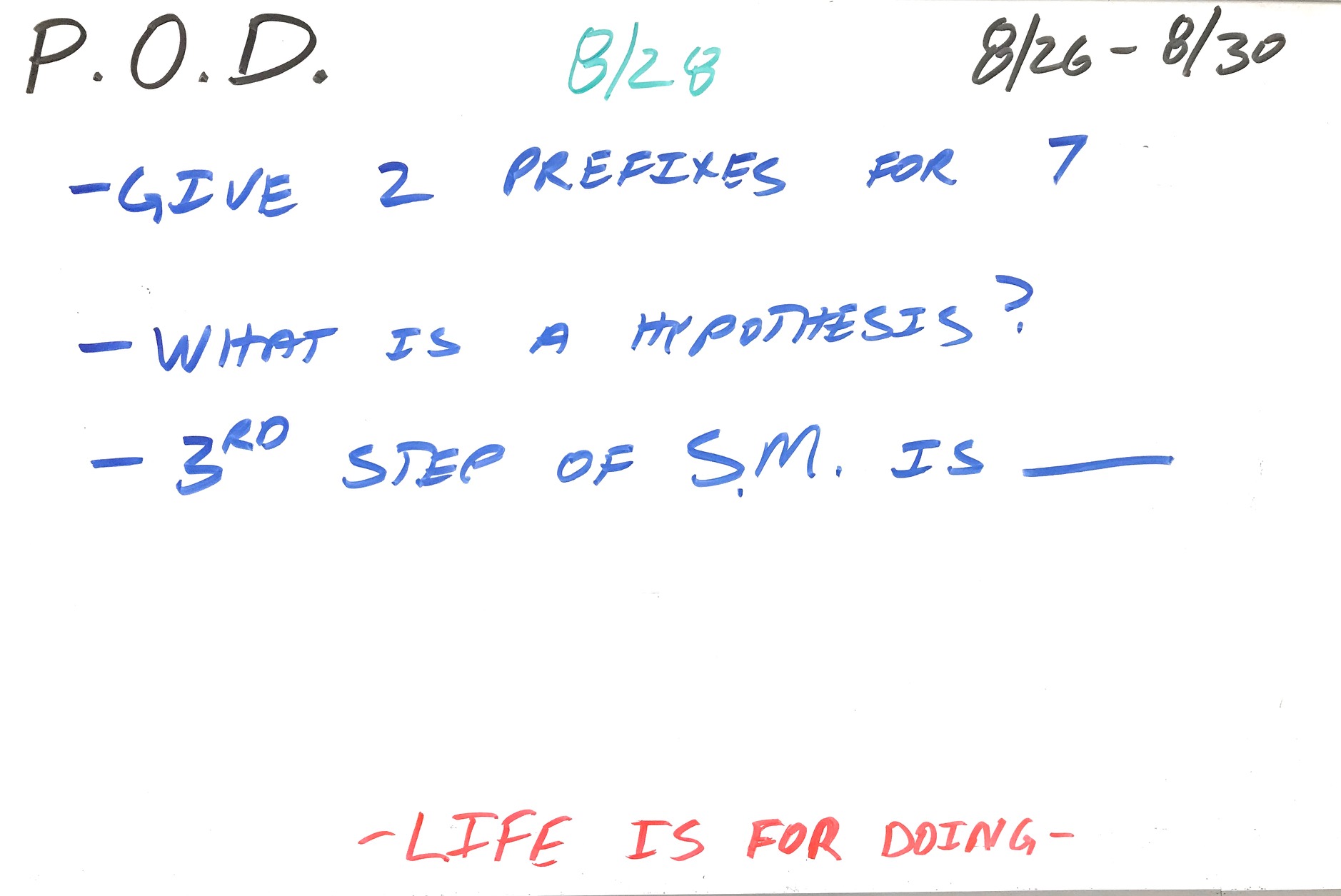 Prefix/Suffix Quiz 1 Mr. Williamson's Biology Class