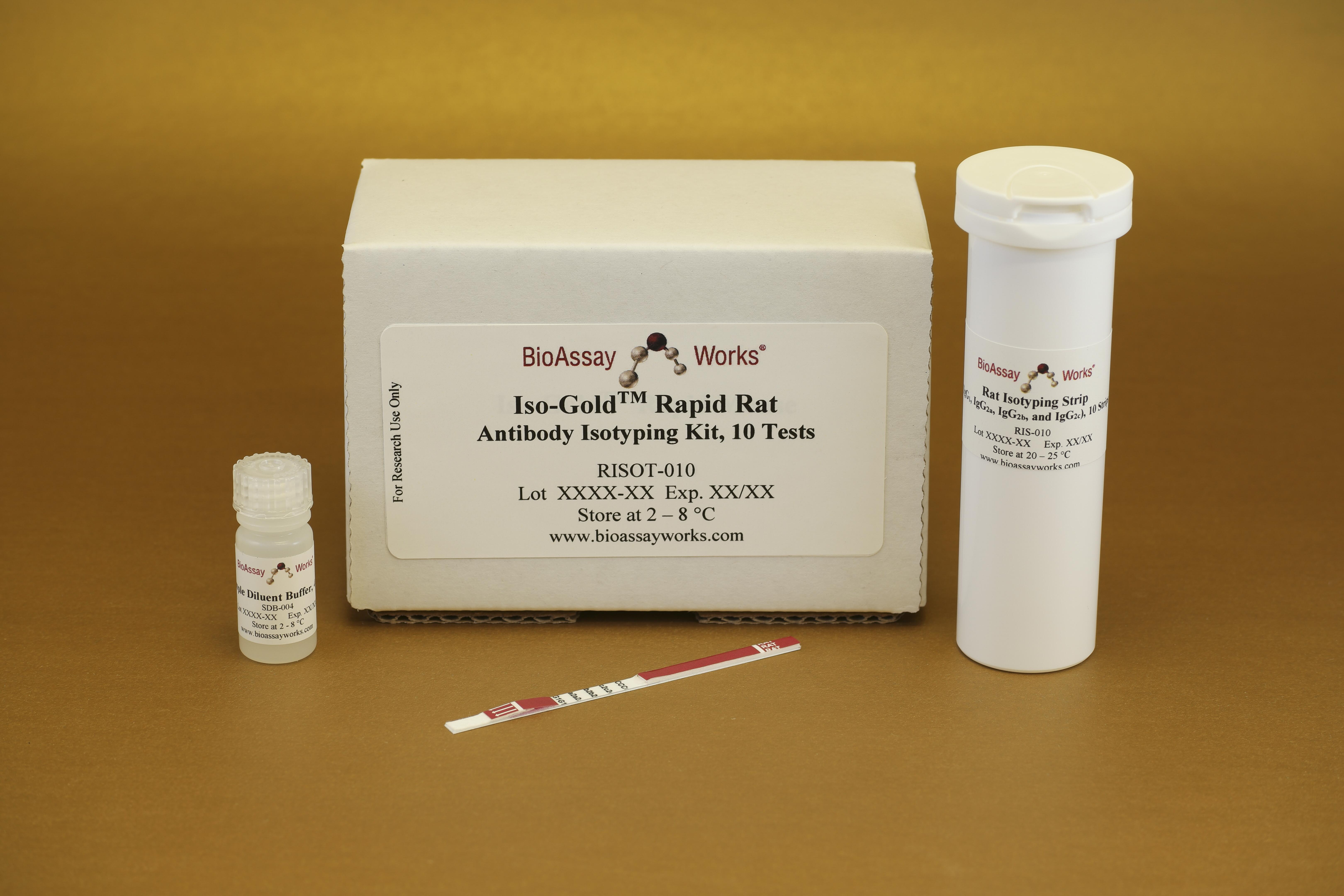IsoGold™ Rapid Rat Antibody Isotyping Kit, 10 tests BioAssay Works LLC