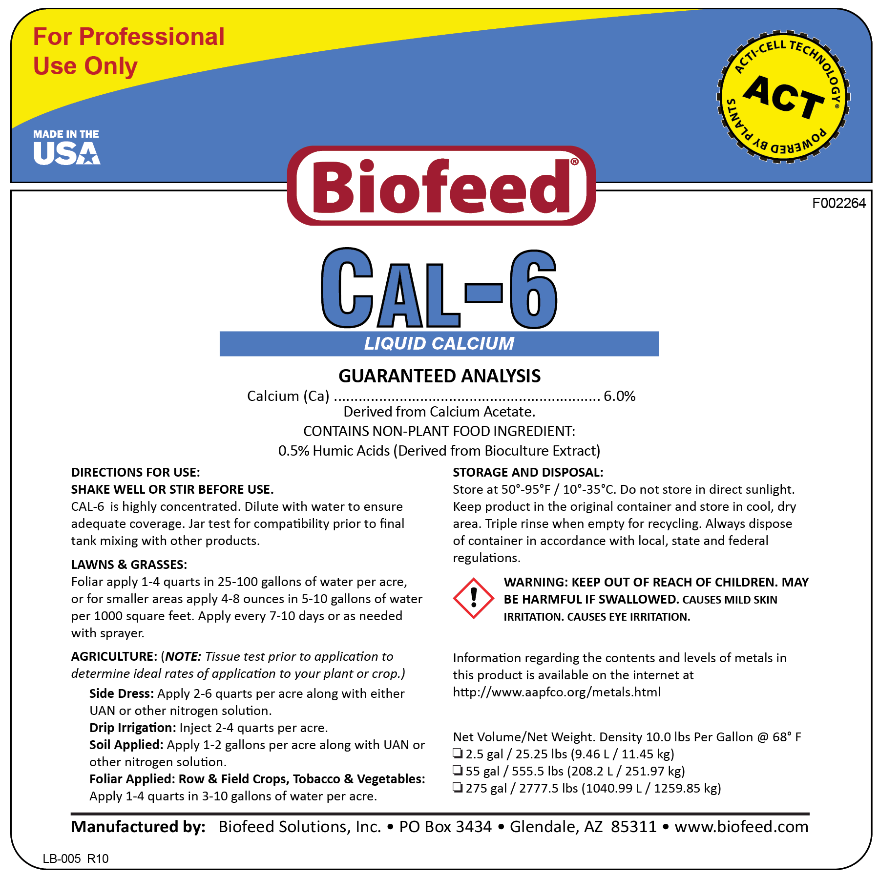 CAL6 Liquid Calcium Fertilizer Biofeed Solutions