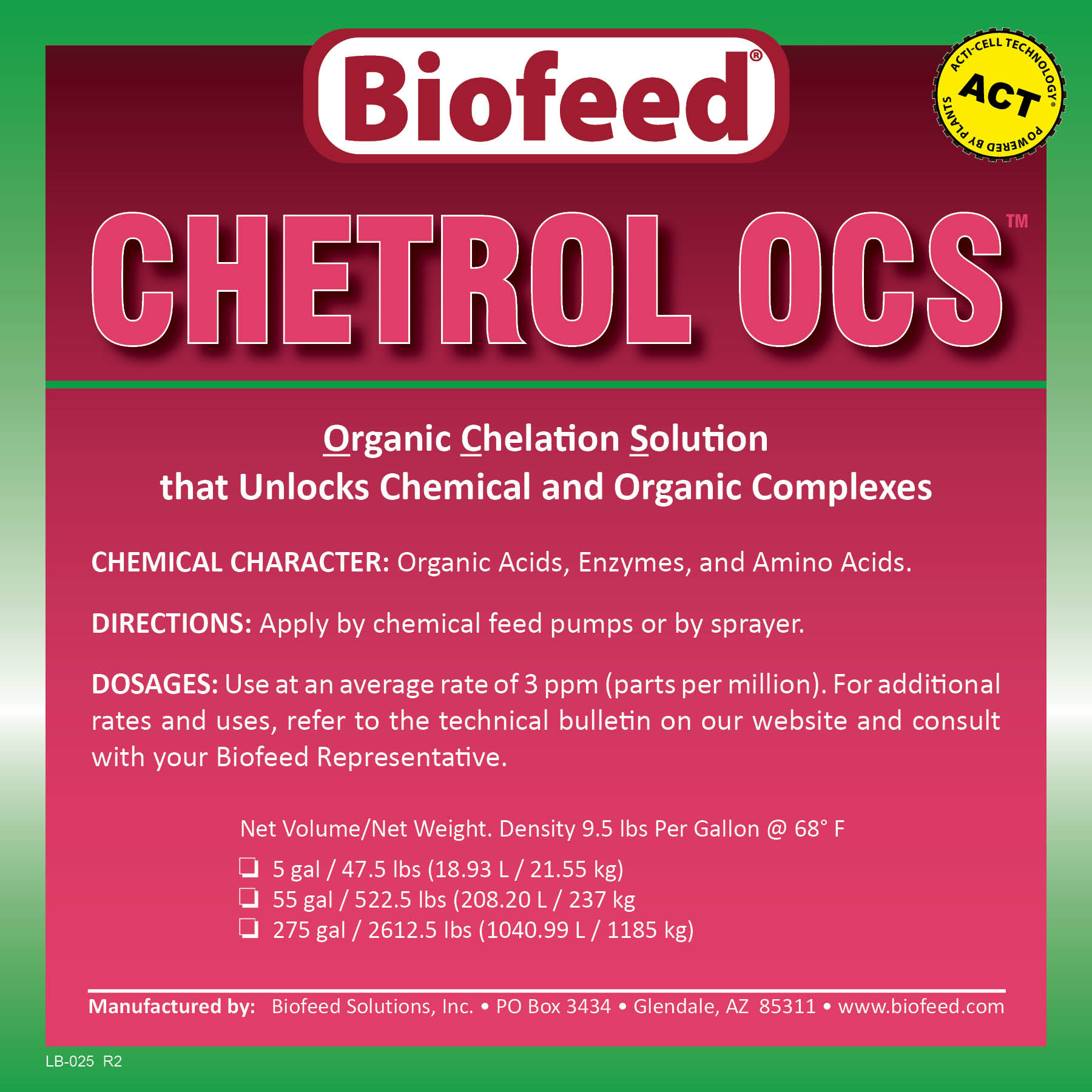 Organic Chelating Agent CHETROL OCS Biofeed Solutions
