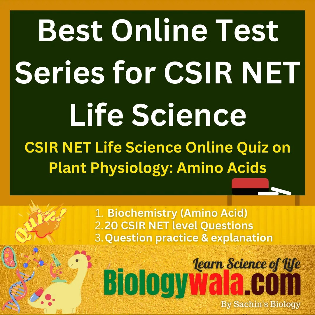 CSIR NET Life Science Online Quiz On Biochemistry Amino Acids Best