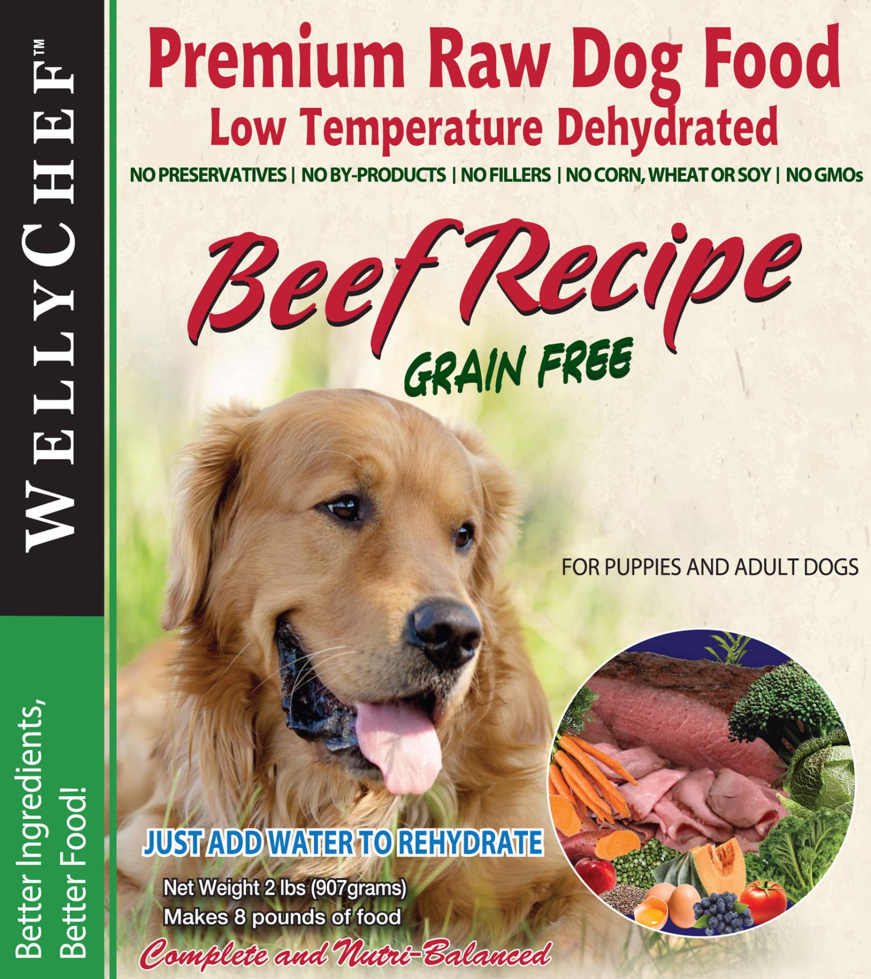 WellyChef Dehydrated Raw Dog Food Beef 2lbs Biopaw