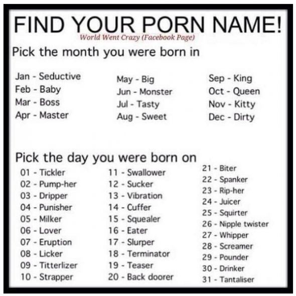 FOR FUN: What is your porn name?
