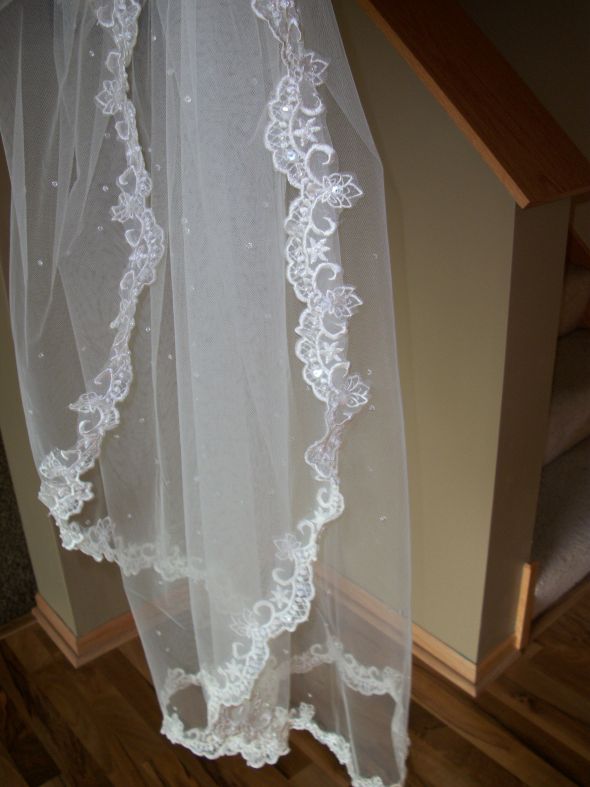 My Mantilla Veil inspired from my mothers Weddingbee Photo Gallery