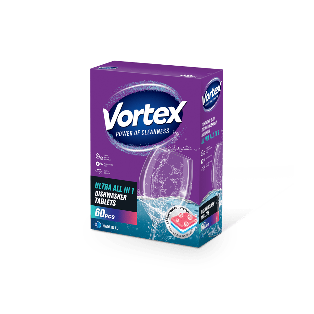 Vortex Dishwasher tablets, All in 1, 60 pcs. Products of Biosphere