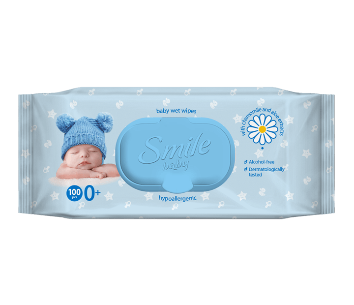 Smile baby wet wipes for newborns with chamomile and Aloe extracts 100pcs.