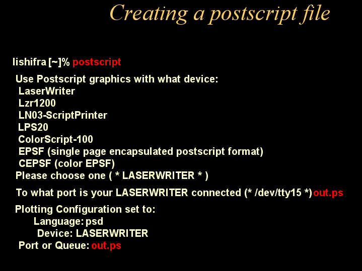 Creating a postscript file