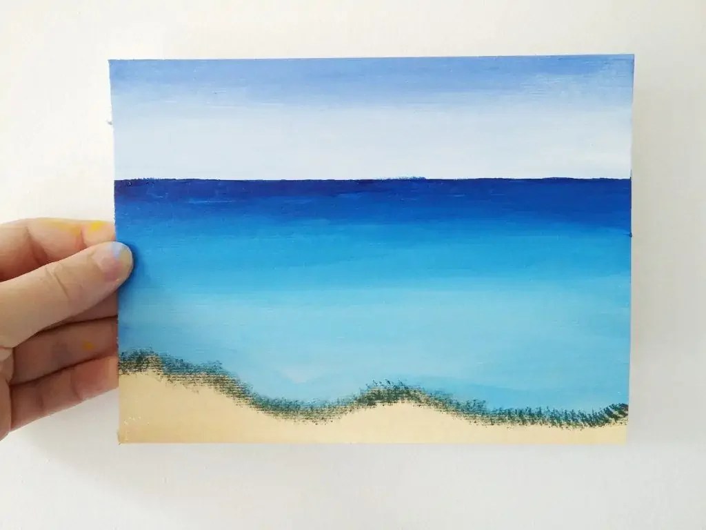 How To Paint A Simple Beach Scene With Acrylics Birch And Button