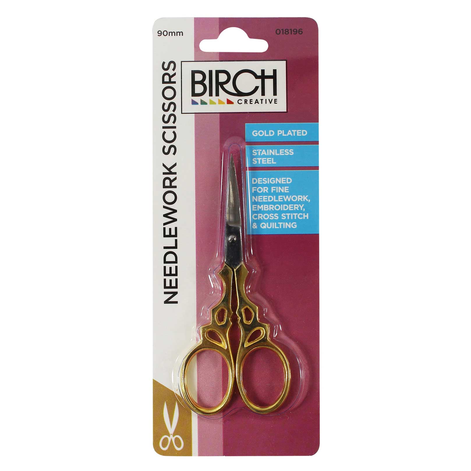 SCISSOR NEEDLEWORK GOLD PLATED 90MM 018196 » Birch Wholesale