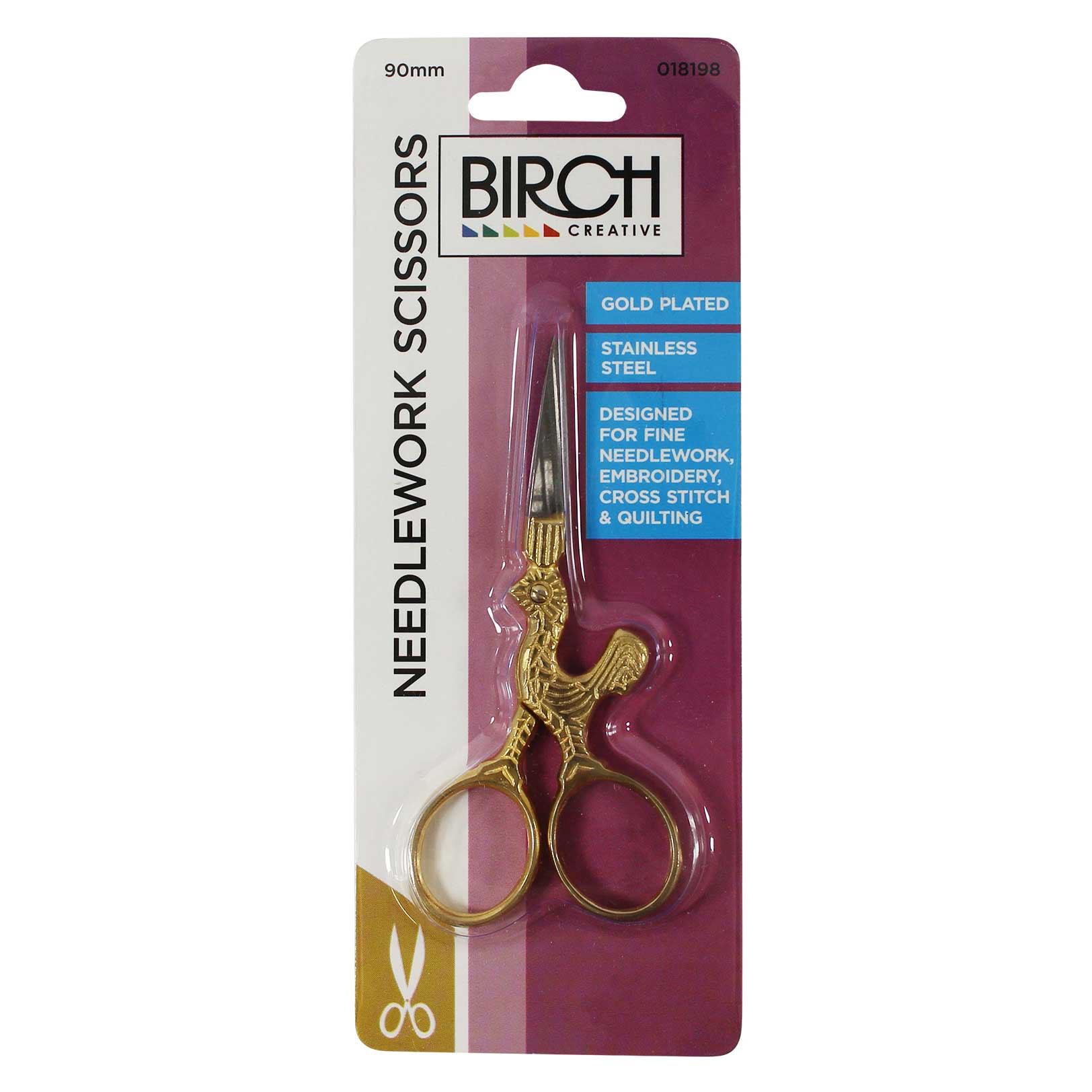 SCISSOR NEEDLEWORK GOLD PLATED 90MM 018198 » Birch Wholesale