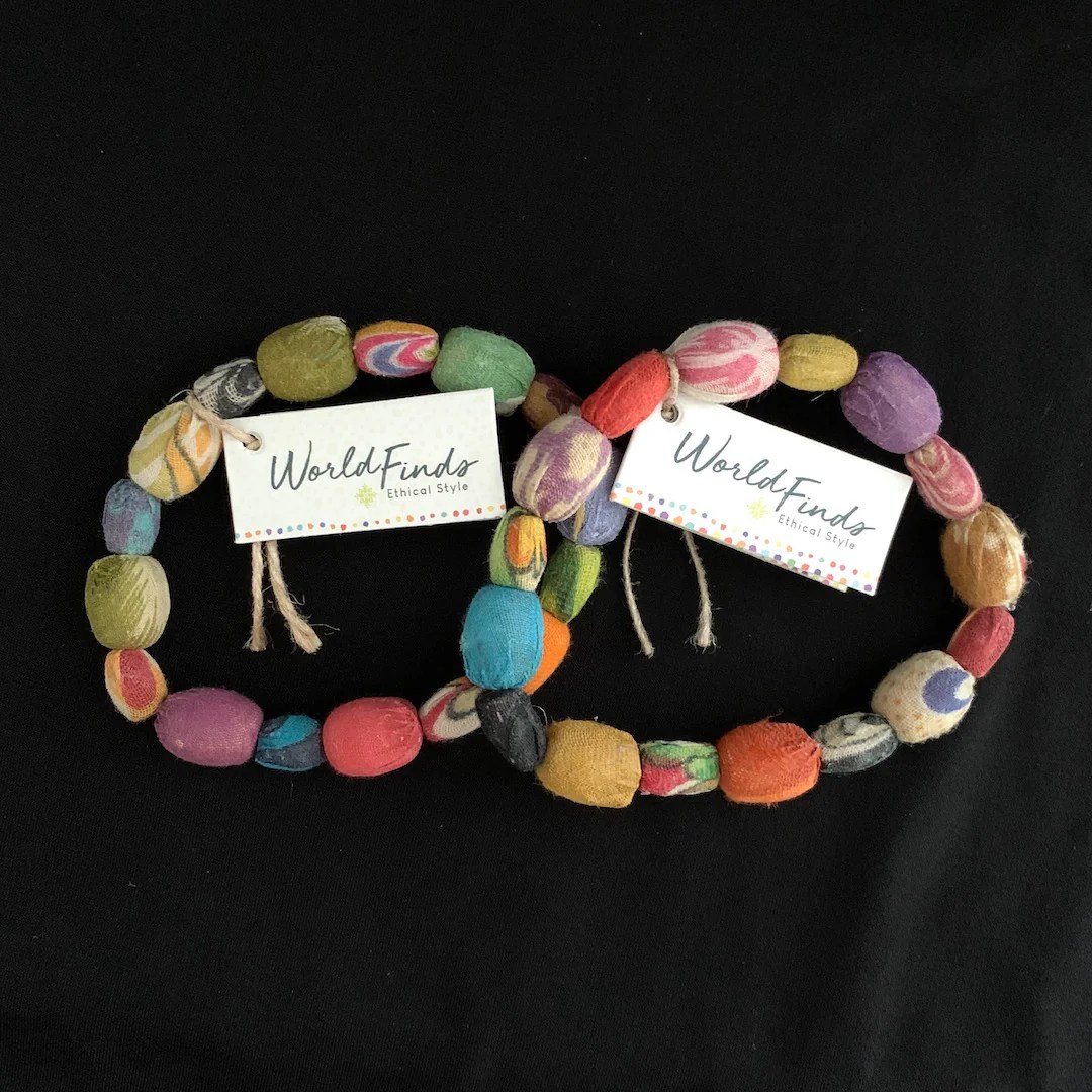 Colorful Beads Fair Trade Kantha Bracelet Birdmoss