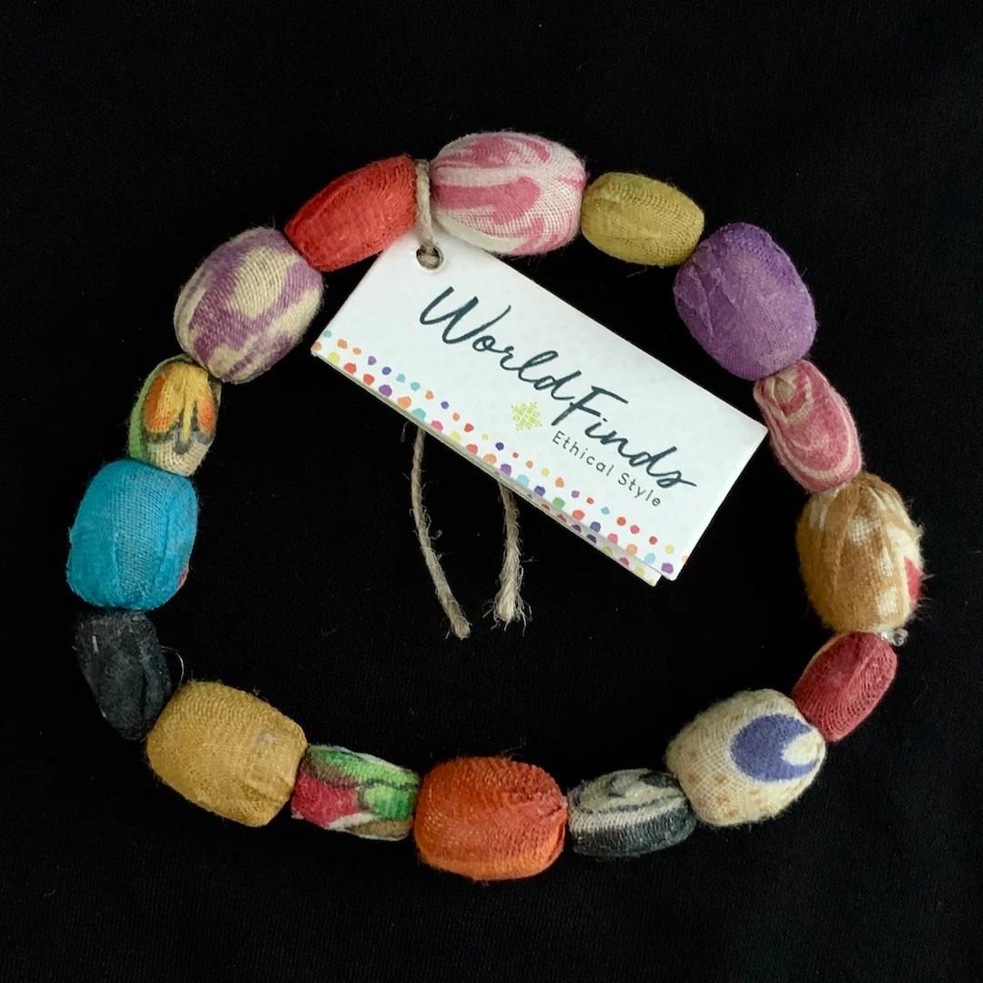 Colorful Beads Fair Trade Kantha Bracelet Birdmoss