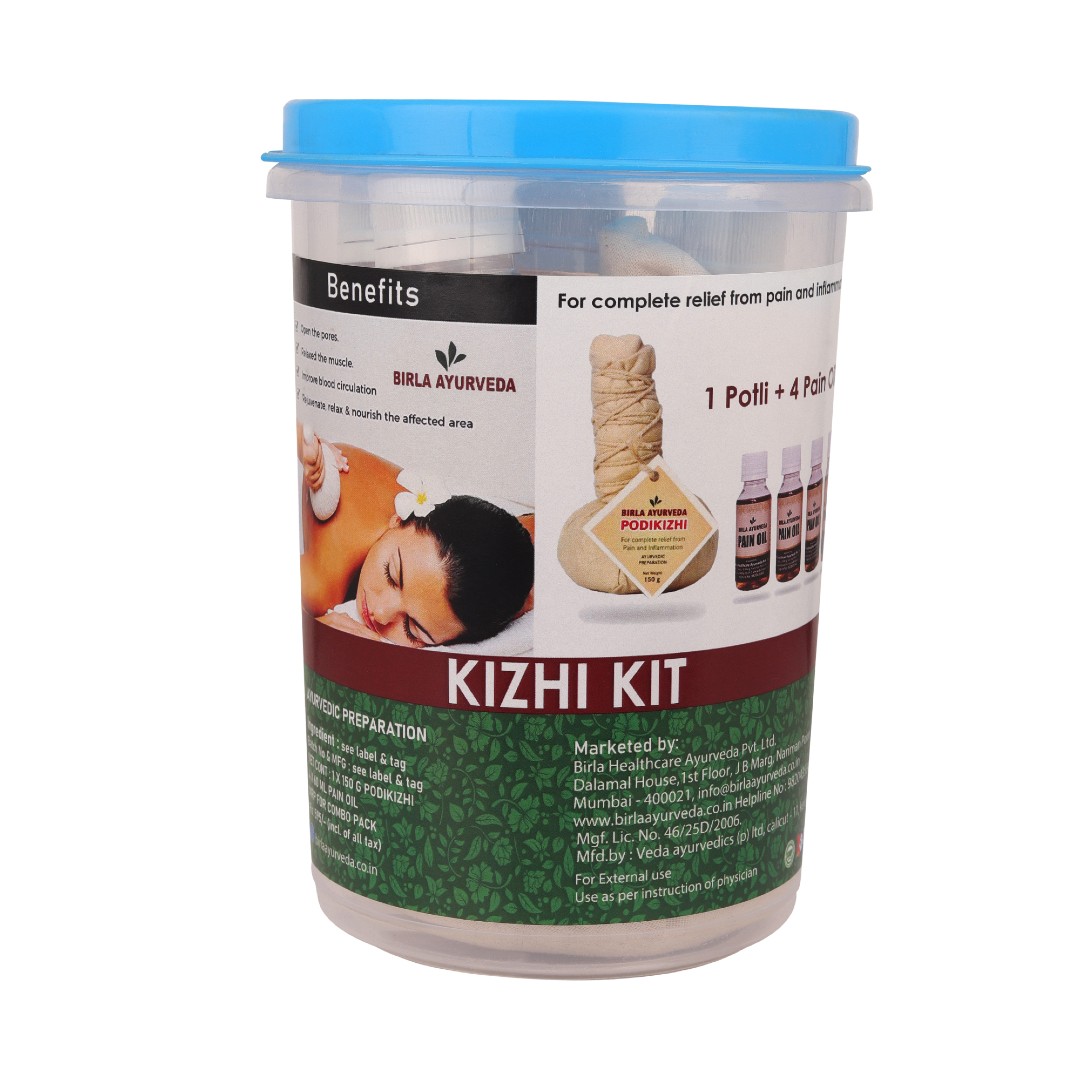 Buy Kizhi Kit Online Birla Ayurveda 1 Potli & 4 Pain Oil
