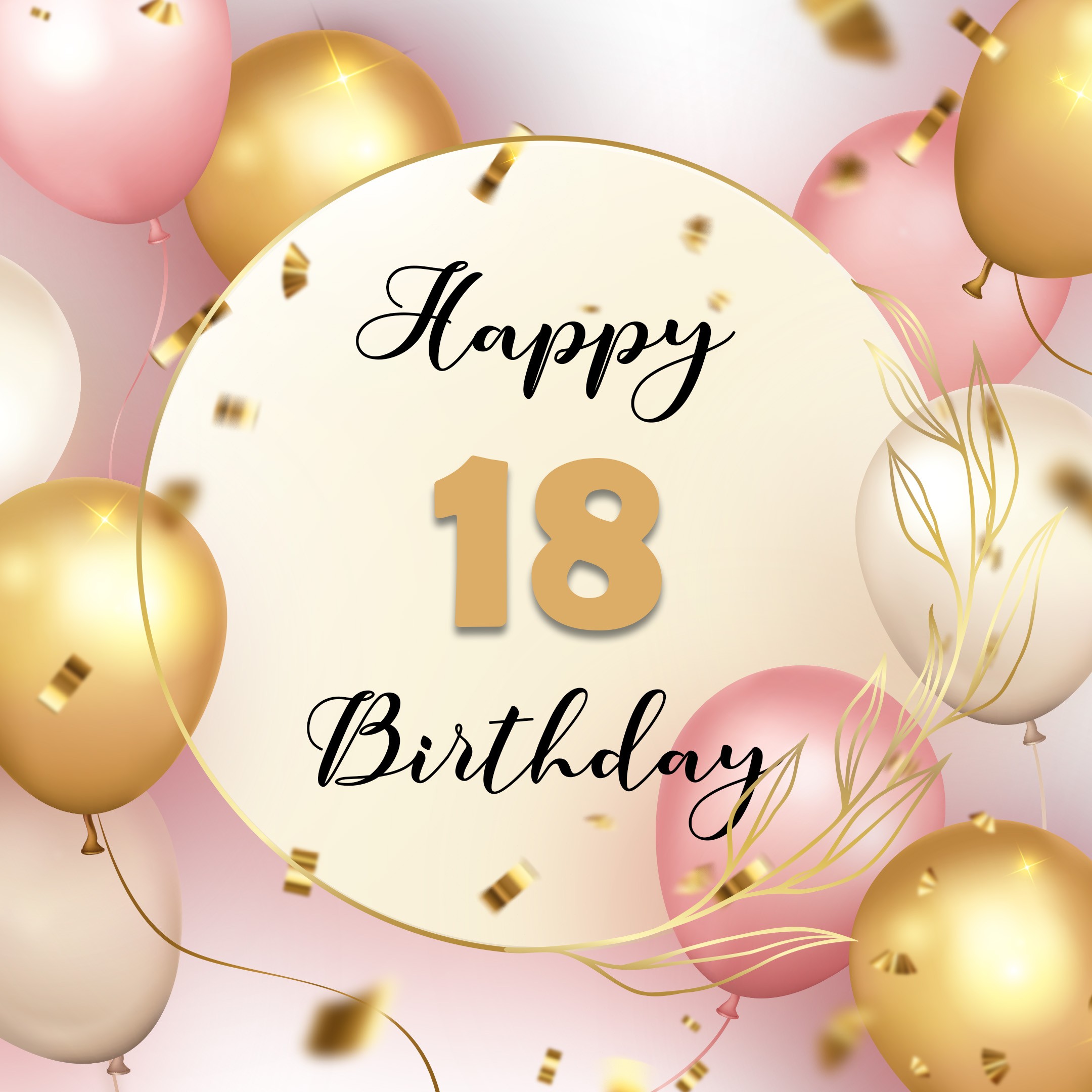 Free 18th Years Happy Birthday Image With Balloons