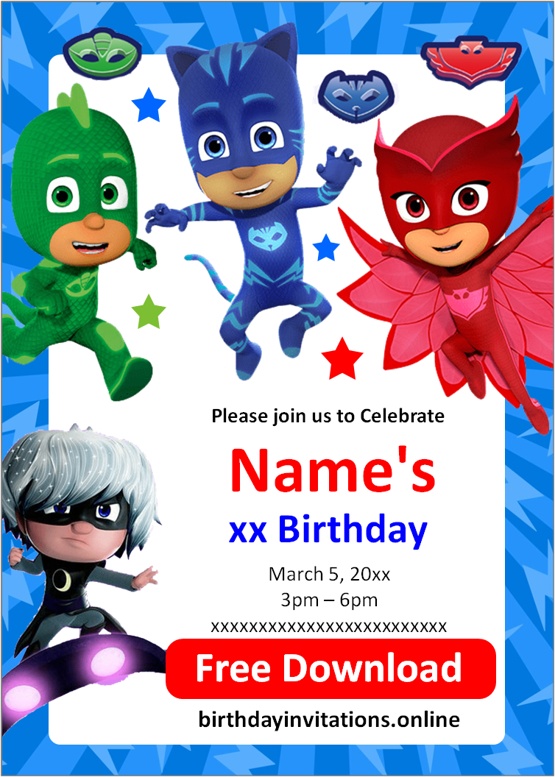 PJ Masks Birthday Invitations Birthday Invitations