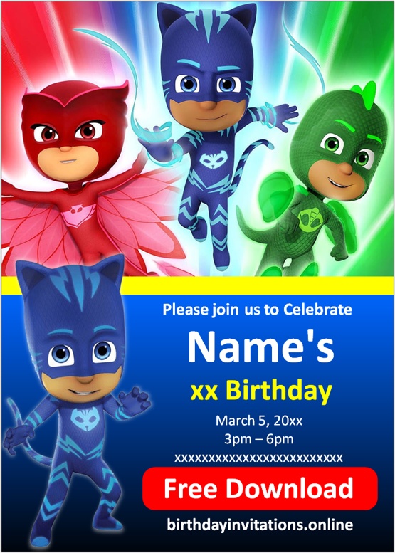 PJ Masks Birthday Invitations Birthday Invitations