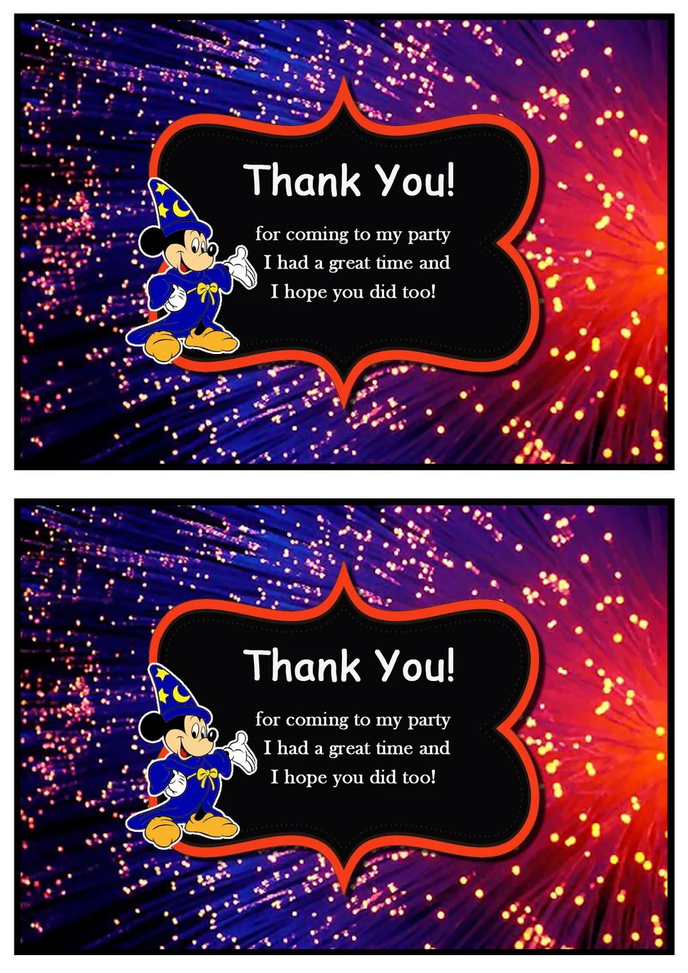 Magic Thank you Cards Birthday Printable