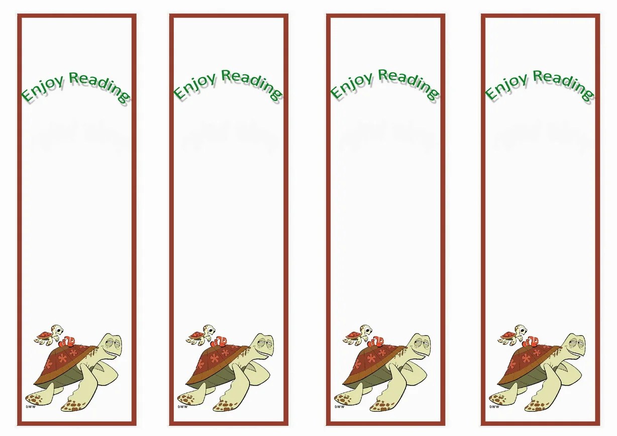 Finding Nemo Bookmarks Birthday Printable