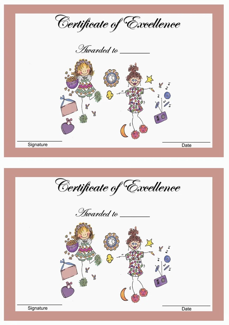 Sleepover Awards Birthday Printable