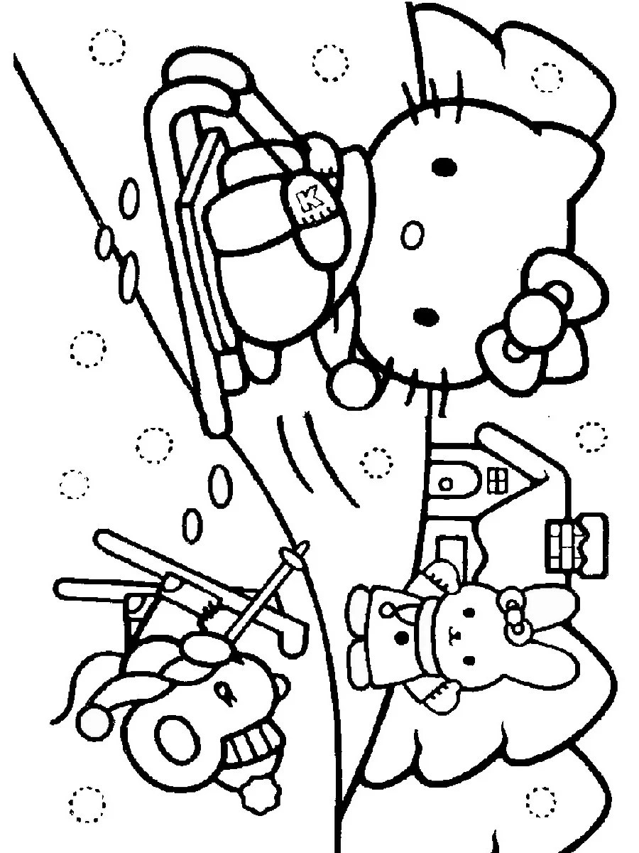 Hello Kitty Winter Coloring Pages