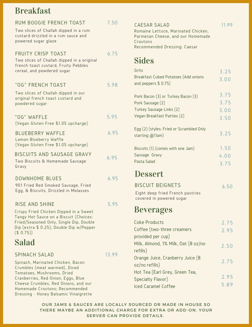 Menu Biscuits And Jams