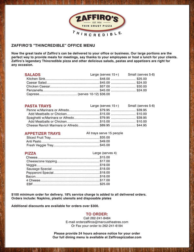 CORNER BAKERY CATERING MENU