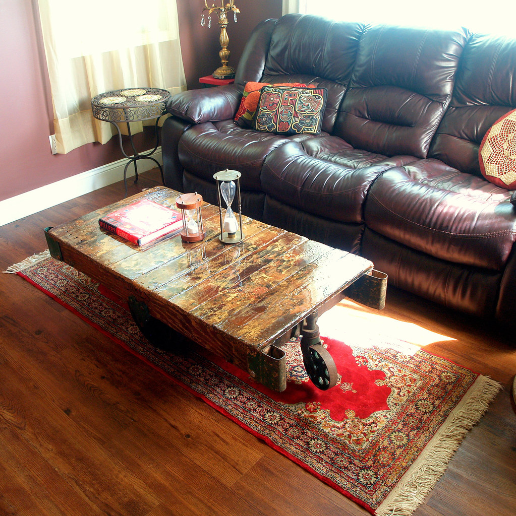ANTIQUE FACTORY CART COFFEE TABLE