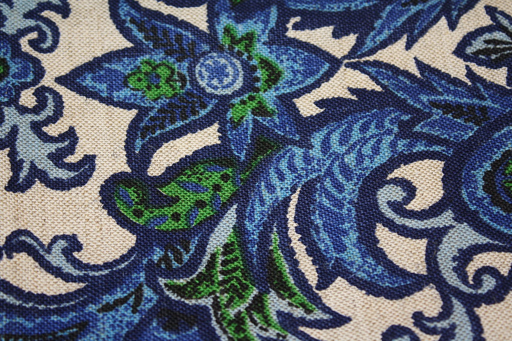 BLUE FLORAL UPHOLSTERY FABRIC