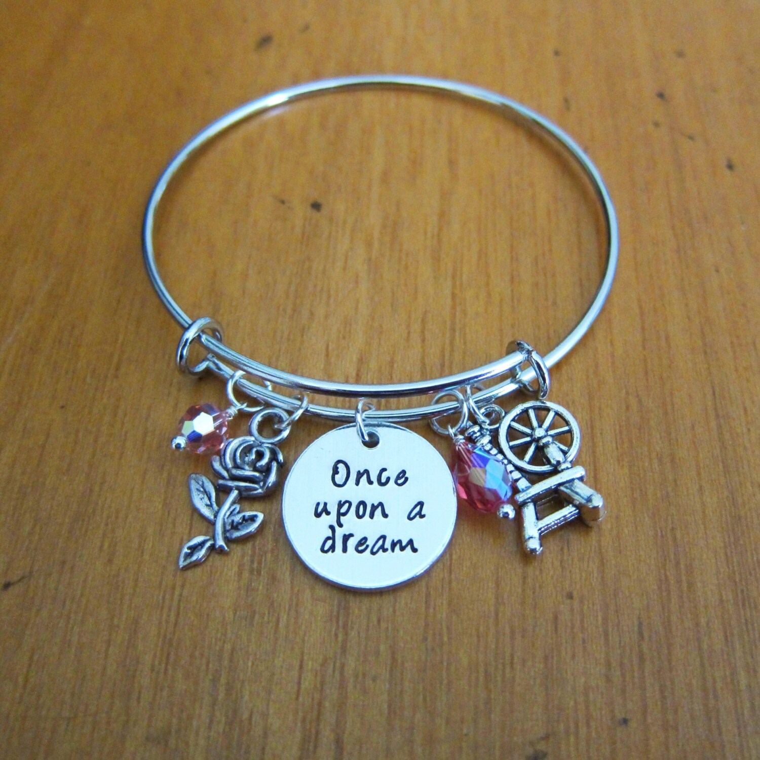 Sleeping Beauty Inspired Bangle Bracelet. “Once Upon A Dream”. Princess