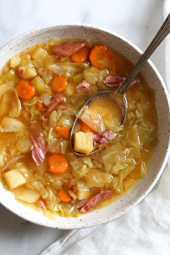 Leftover Ham Bone Soup with Potatoes and Cabbage (Instant