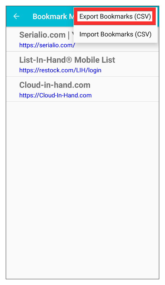 How to Export iScanBrowser Bookmarks (Android) Serialio