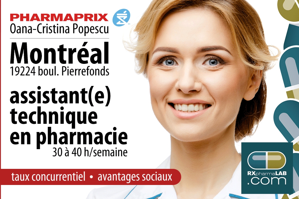 PHARMACIE postes laboratoire et hors laboratoire partout au Québec
