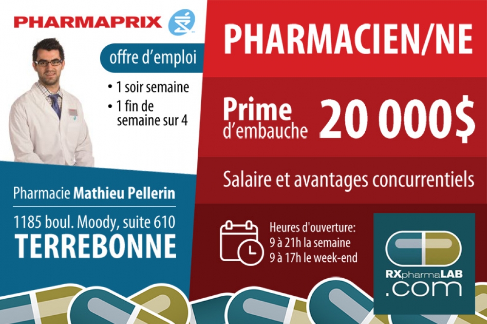 ☑ ATP ☑ PHARMACIEN/NE ☑ INFIRMIER/IÈRE ☑ emplois en PHARMACIE RXpharmaLAB