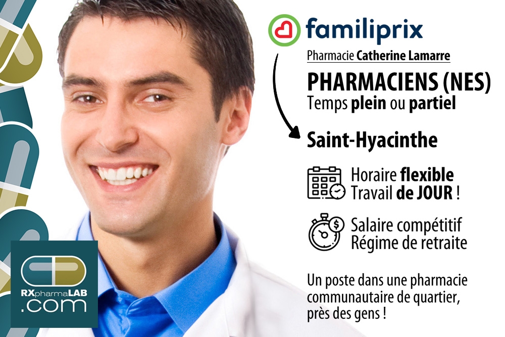 💊PHARMACIE les postes partout au Québec RXpharmaLAB Affichez vos