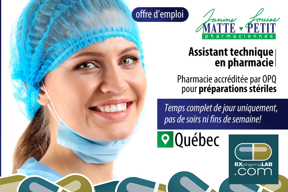 Emplois en PHARMACIE, des postes partout au QC RXpharmaLAB faites