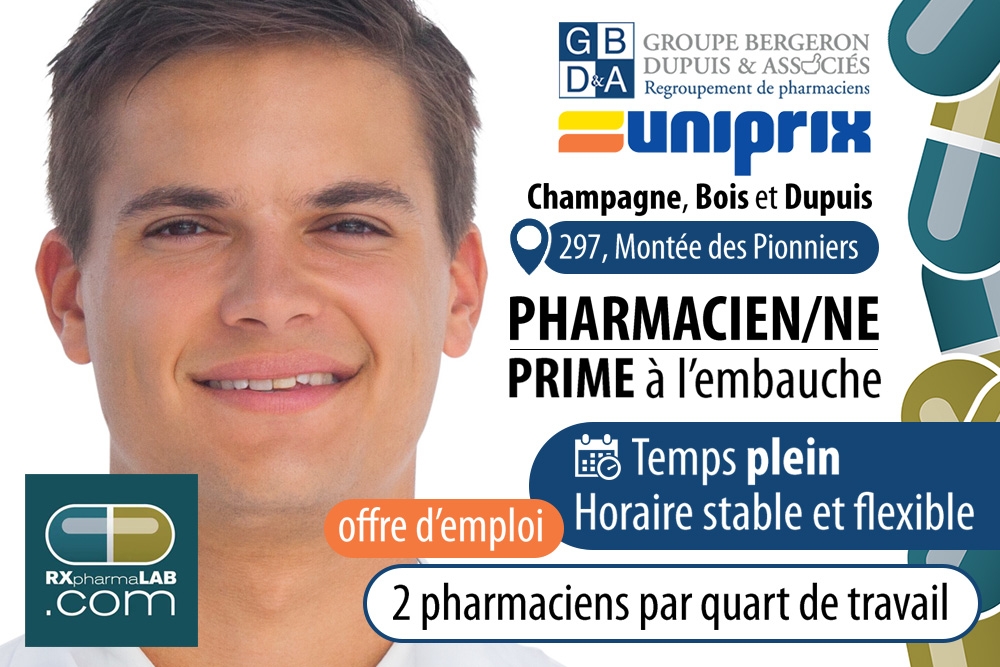 Emplois en PHARMACIE ATP poste à l'OPQ et plusieurs pharmacies