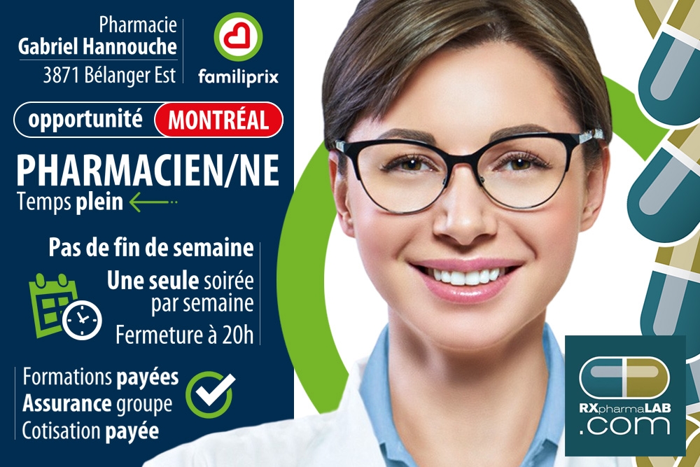 Emplois en PHARMACIE ATP poste à l'OPQ et plusieurs pharmacies