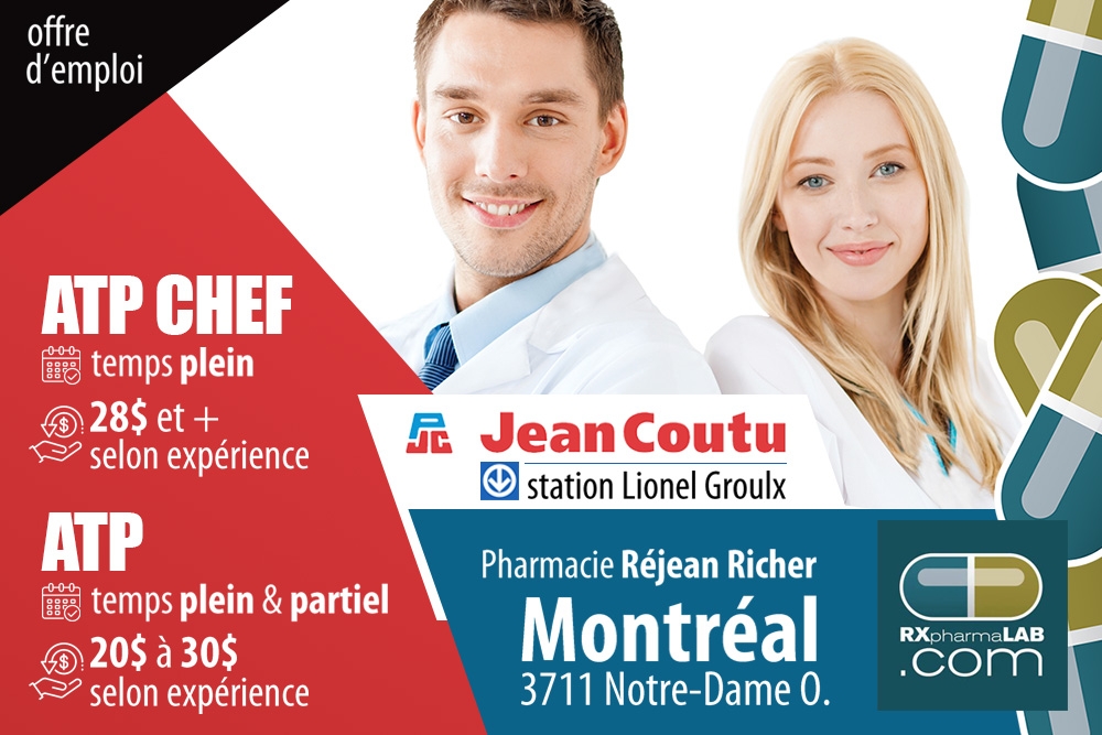 ATP, pharmacien(ne)s et EMPLOIS hors laboratoire en PHARMACIE partout